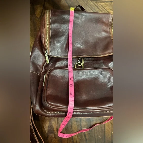 Leather Backpack Made in Italy Brass Gold Tone Hardware